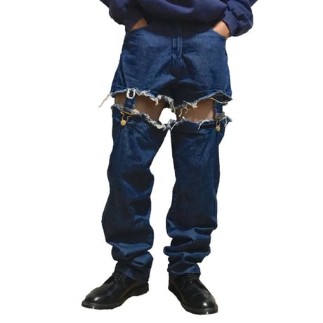 【USED】90'S VIVIENNE WESTWOOD "CUT AND SLASH" GARTERBELTS JEANS