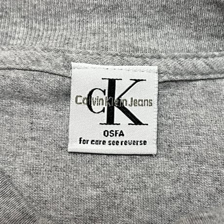 【DEAD STOCK】90's CK Calvin Klein Jeans EMBROIDERY LOGO T-SHIRT GRAY