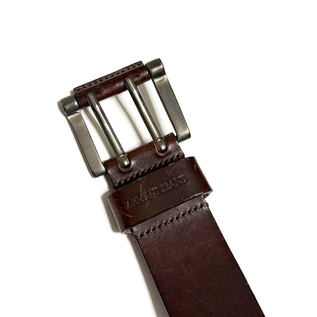 【USED】00's ARMANI JEANS Double Prong Leather Belt Made in Italy