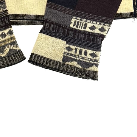 【USED】90's DRIES VAN NOTEN Multi-Stripe V-Neck Knit Made in Belgium