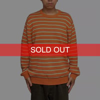 【USED】00's J.CREW Orange Multi-Stripe Cotton Knit Sweater
