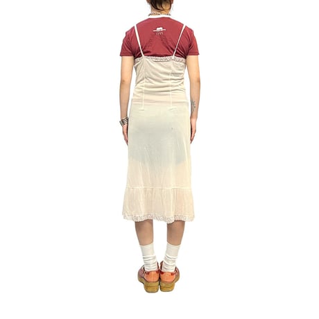 【USED】60's-70's LINGERIE SLIP DRESS CREAM COLOR