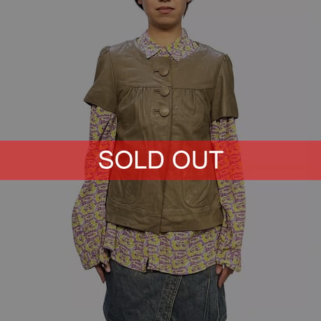 【USED】 00's DONNA by Hallhuber Lamb Nappa Leather Short Sleeve Jacket