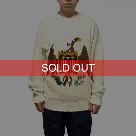 【USED】90'S TOMMY HILFIGER EAGLE COTTON KNIT SWEATER