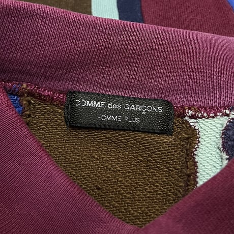 【USED】00's COMME des GARCONS HOMME PLUS STRIPE PATCHWORK SWEATSHIRT