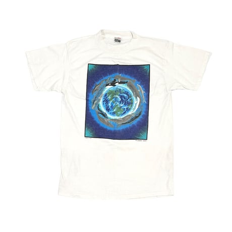 【USED】90'S MARKUS WILLIS DOLPHIN & WHALE NATURE ART T-SHIRT