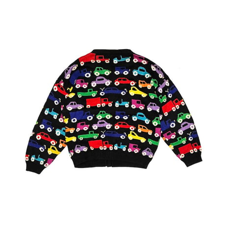 【USED】80'S Christine Foley CAR PATTERN HAND KNIT CARDIGAN
