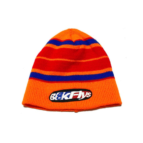 【USED】90'S BLACK FLYS KNIT BEANIE ORANGE