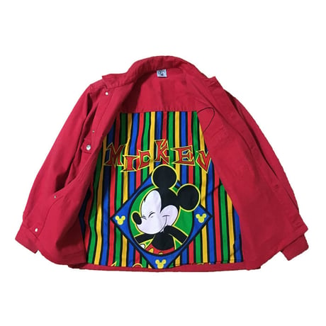 【USED】80'S DISNEY MICKEY & CO DENIM JACKET RED