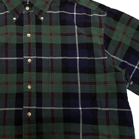 【USED】90's L.L.Bean CRDUROY PLAD B.D SHIRT