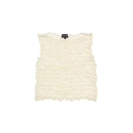 【USED】00's EMPORIO ARMANI 3D Wave Embroidered Sheer Top