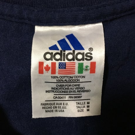 【USED】90'S ADIDAS 3-STRIPES LOGO T-SHIRT NAVY
