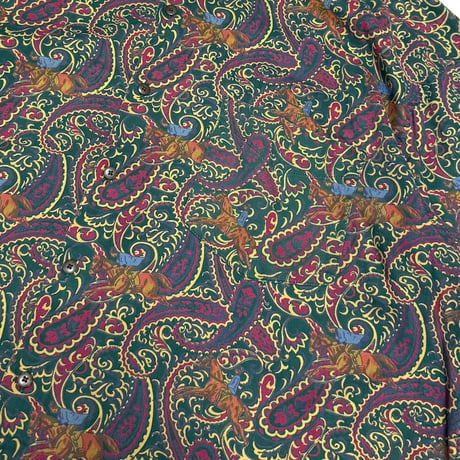 【USED】90's OLD GAP Horse & Paisley Pattern B.D Shirt