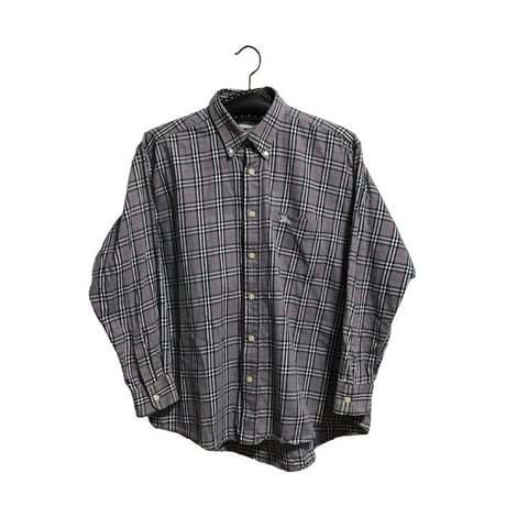 【USED】90'S BURBERRYS GRAY NOVA CHECK B.D SHIRT