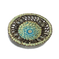 【USED】UNKNOWN VINTAGE GLASS GLAZE LOTUS LARGE PLATE