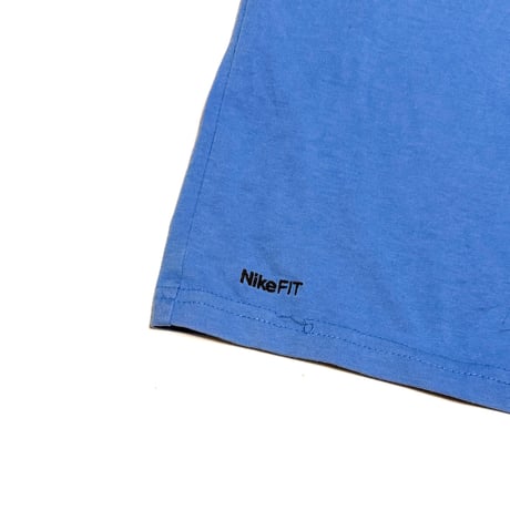 【USED】00's NIKE "JUST DO IT" Flocked Print T-shirt Sky Blue