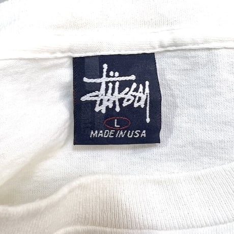 【USED】90'S STUSSY SPLASH "X" L/S T-SHIRT WHITE