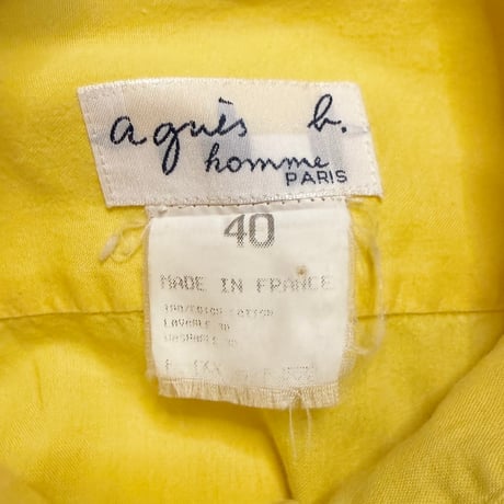 【USED】90's agnès b. homme Yellow Long-Sleeve Shirt Made in France
