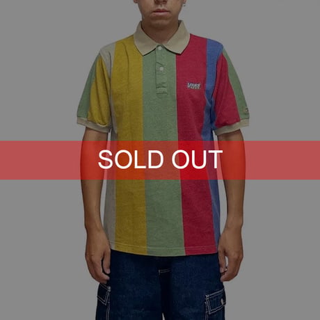 【USED】90'S-00'S VANS CRAZY COLOR STRIPE POLO SHIRT