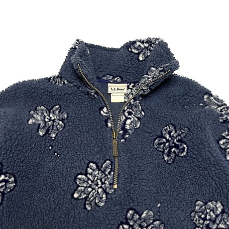 【USED】90's-00's L.L.Bean FLOWER PATTERN PULLOVER FLEECE JACKET