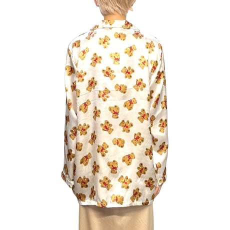 【USED】90's Liz Claiborne Teddy Bear Parade Pure Silk Sleeping Shirt