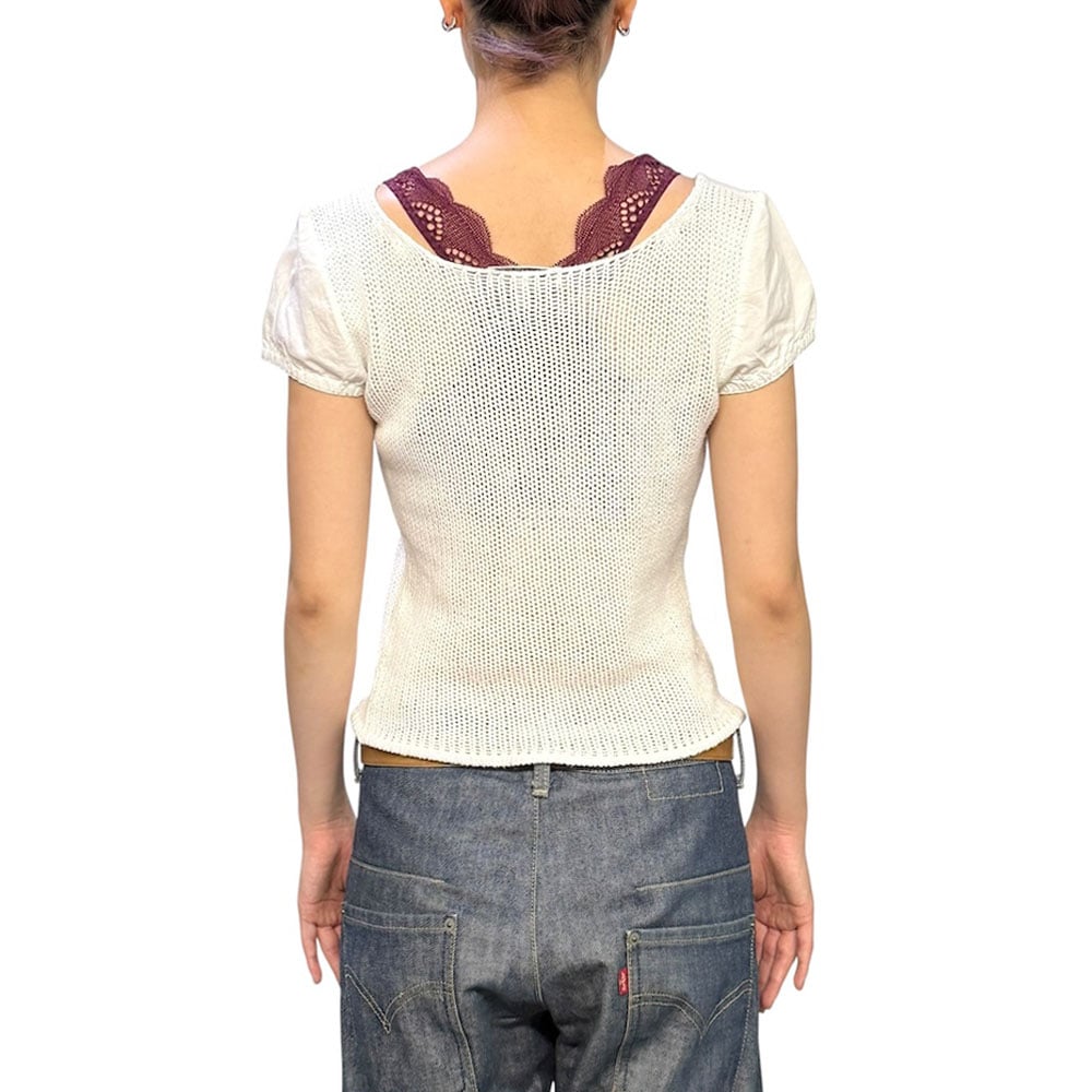 USED】90's EMPORIO ARMANI Knit Top with Contras