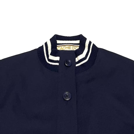 【USED】80's CACHE D'OR CROPPED BUTTON JACKET NAVY