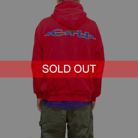 【USED】90'S CRU LOGO SWEAT PARKA RED