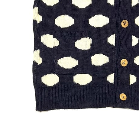 【USED】80'S HIGHLAND CLUB BRITISH WOOL SPOT PATTERN KNIT CARDIGAN
