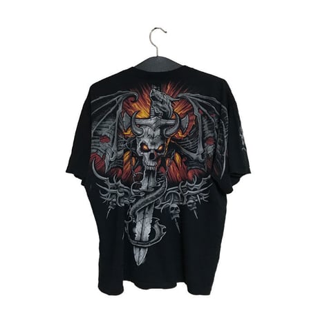 【USED】90'S LIQUID BLUE T-SHIRT SKULL×DRAGON