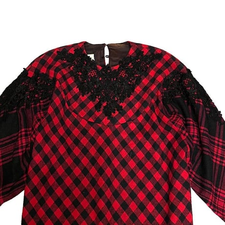 【USED】80'S JESSICA McCLINTOCK CHECK DRESS