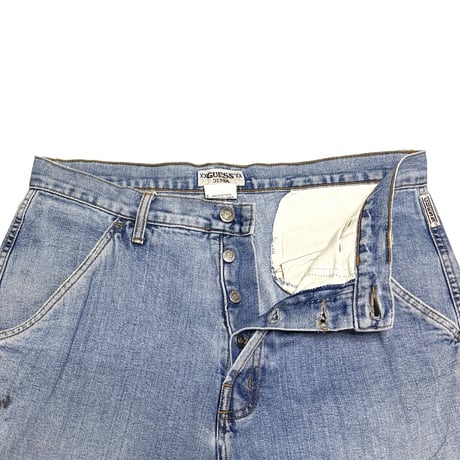 【USED】90's GUESS Wide Straight Fit Denim Cargo Pants