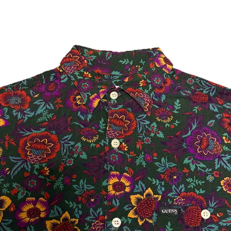 【USED】90's GUESS by Georges Marciano Floral Rayon Shirt Made in USA