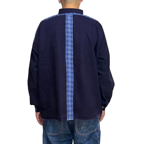 【USED】80's UK VINTAGE STAND COLLAR HALF BUTTON ATELIER SHIRT