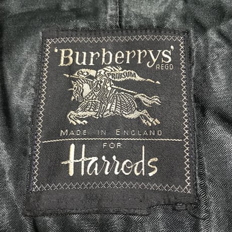 【USED】90'S  BURBERRYS × HARRODS STAND FALL COLLAR COAT BLACK MADE IN ENGLAND