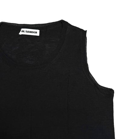 【USED】00's JIL SANDER Sheer Viscose Knit Tank Top Black