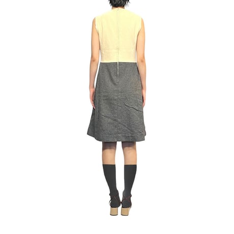 【USED】60's Anthony Charles BICOLOR WOOL TWEED SLEEVELESS DRESS
