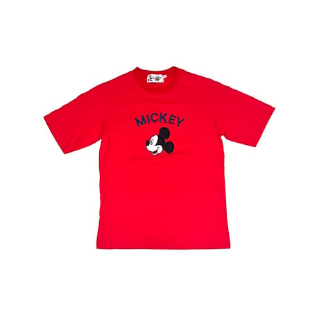 【DEAD STOCK】90's Walt Disney World MICKEY EMBROIDERED T-SHIRT RED