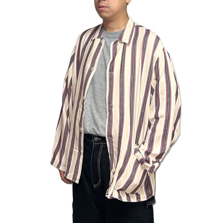 【USED】70's Eichsfeld Konfektion STRIPE WORK SHIRT JACKET④