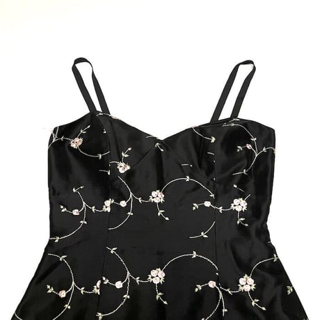 【USED】00'S ADRIANNA BOTANICAL EMBROIDERY DRESS