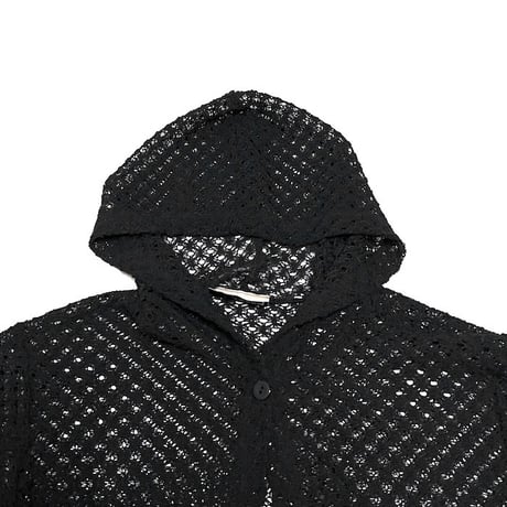 【USED】90'S espressa MESH HOODED LONG COAT