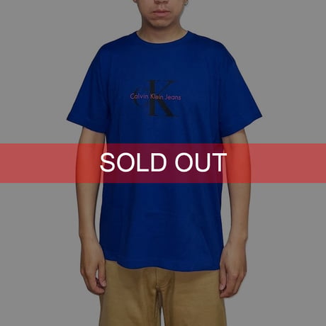 【DEAD STOCK】90's CK Calvin Klein Jeans LOGO T-SHIRT BLUE