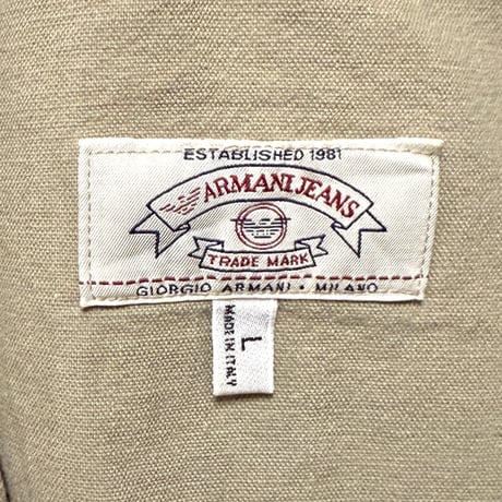 【USED】90's ARMANI JEANS COTTON LINEN ZIP JACKET