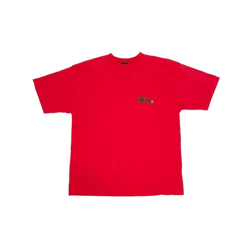 USED】90's STUSSY Big Logo T-shirt Red Made in