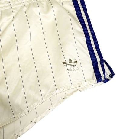 【USED】80's adidas RUNNING SHORTS PINSTRIPE WHITE MADE IN WEST GERMANY