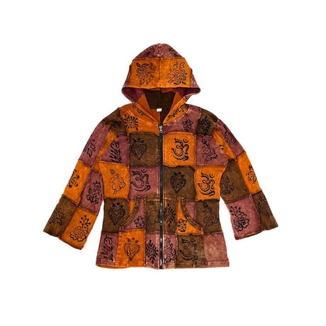 【USED】00'S NEPAL PATCHWORK ZIP-UP HOODIE