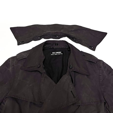【USED】RAF SIMONS 2001-2002AW "Riot Riot Riot" WAXED TRENCH COAT