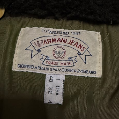 【USED】90's ARMANI JEANS QUILTED AVIATOR JACKET