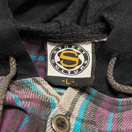 【USED】90'S STREET CULTURE CHECK SHIRT with HOOD