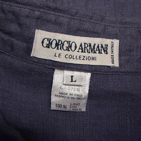 【USED】80's-90's GIORGIO ARMANI Le Collezioni Linen Half-Placket Pullover Shirt